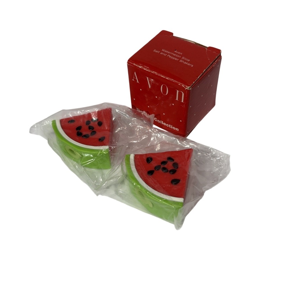 New In Original Box Vintage Avon Salt And Pepper Shakers -Watermelon Slice 1980s